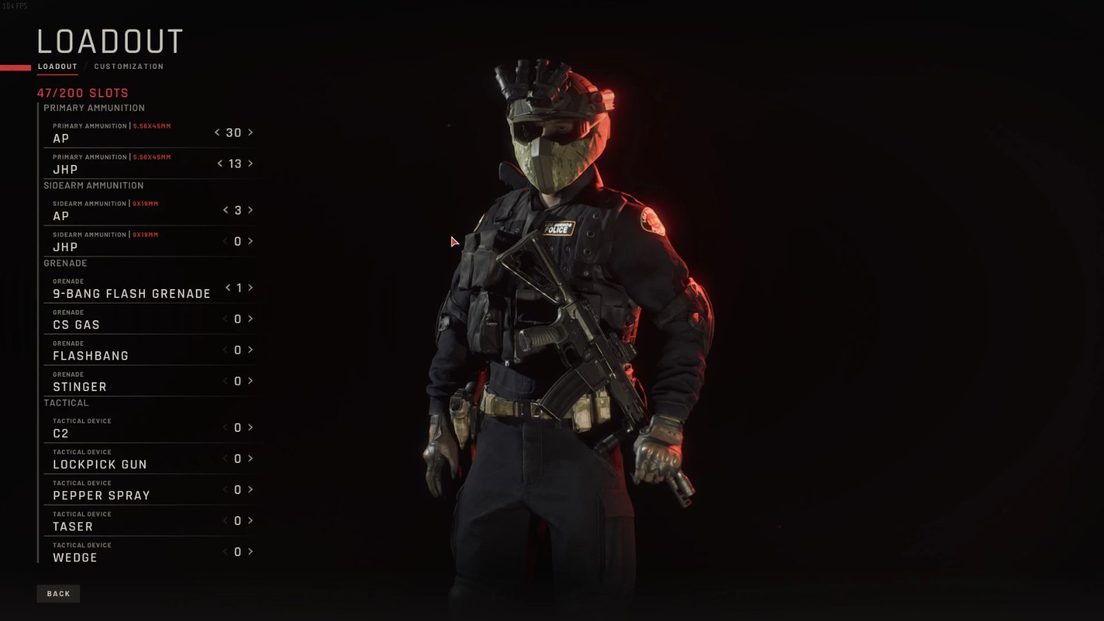 200 Or 125 slots for all armor