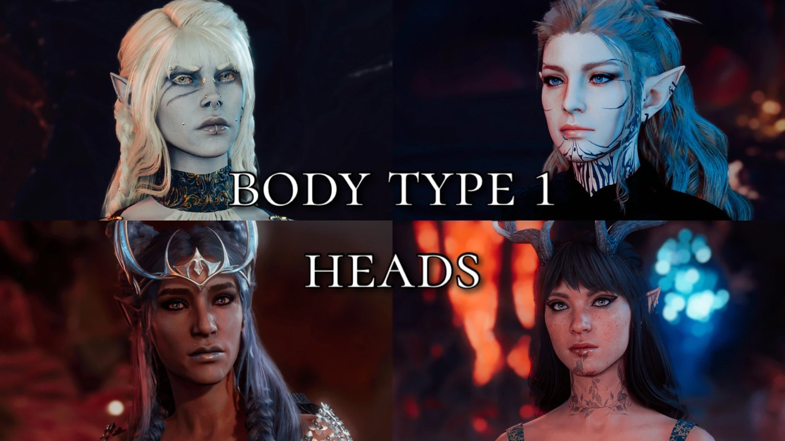 Four Elven Heads