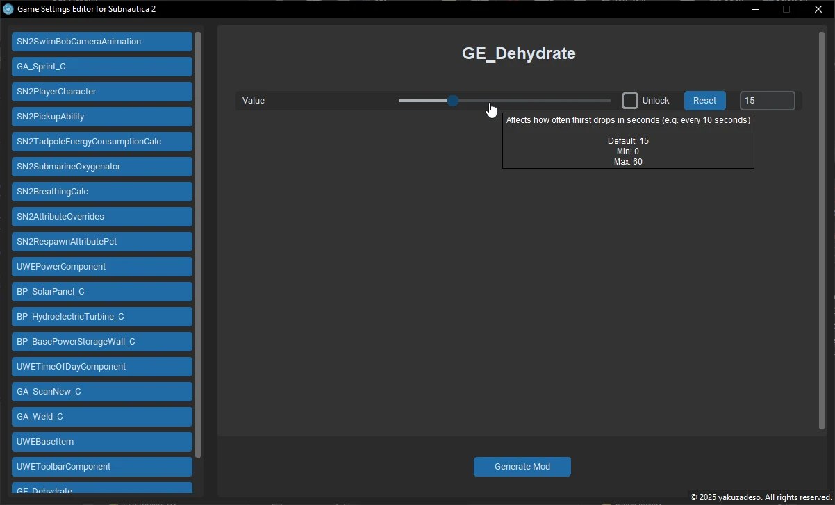 Game Settings Editor