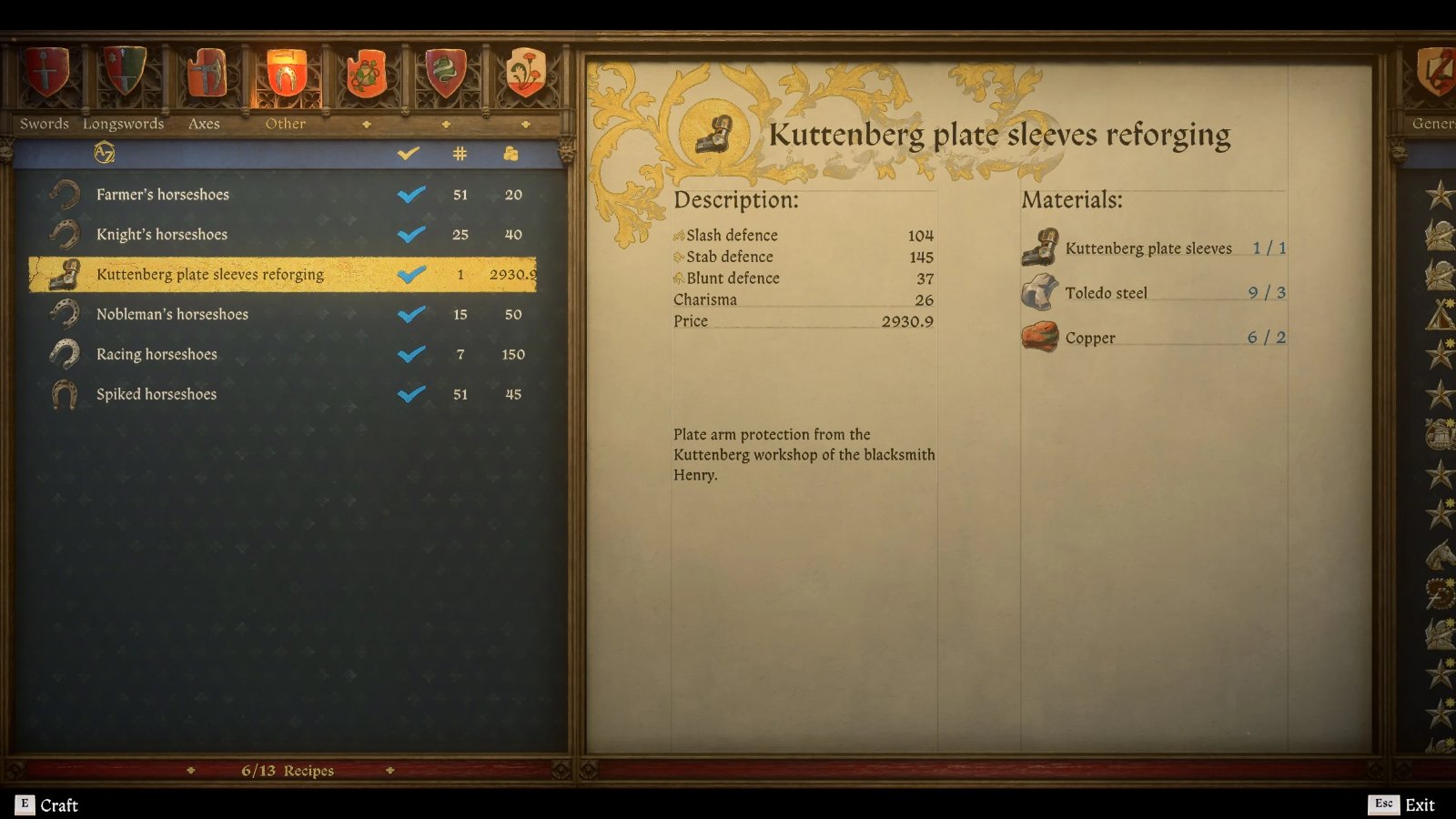 Kuttenberg Armor Reforged