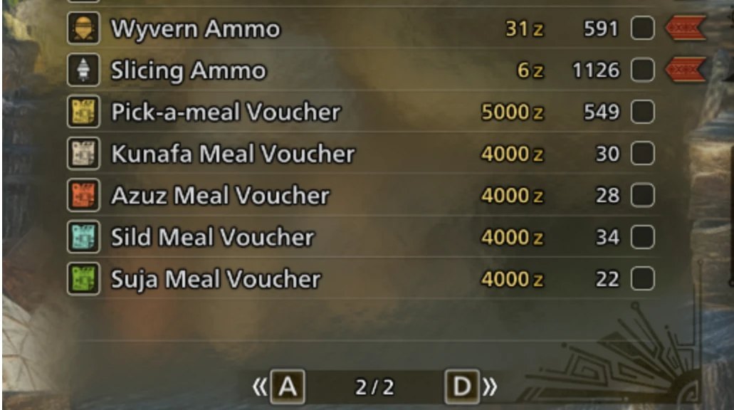 Meal Vouchers In Item Shop