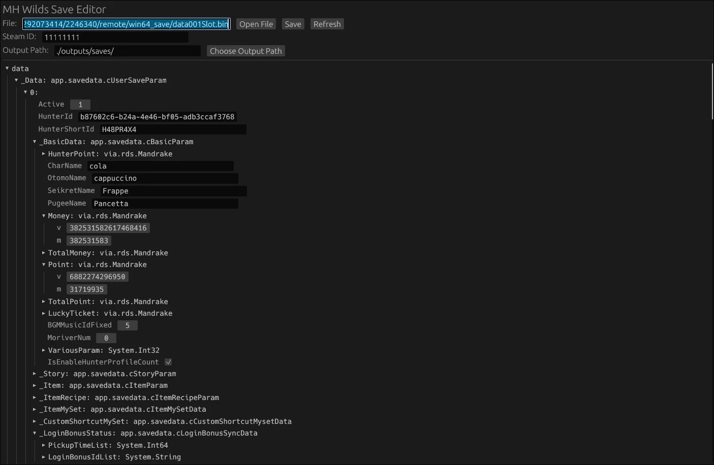 MH Wilds Save Editor screenshot