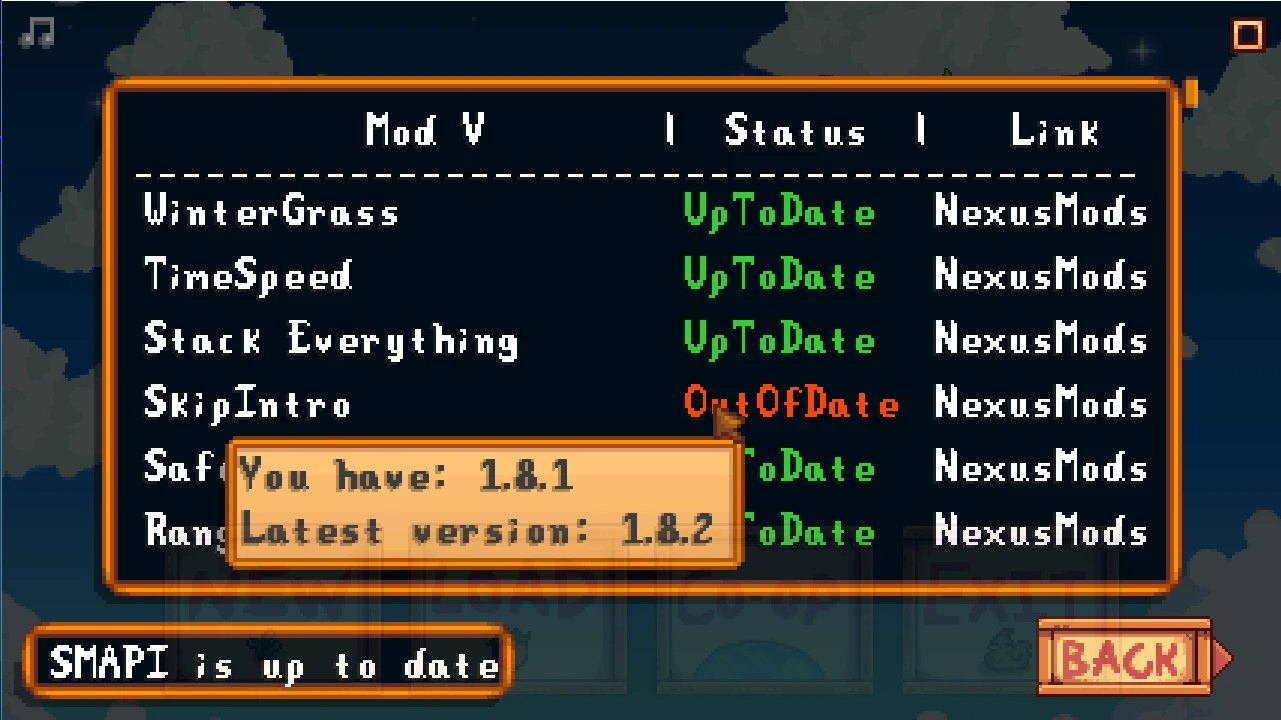 Mod Update Menu screenshot