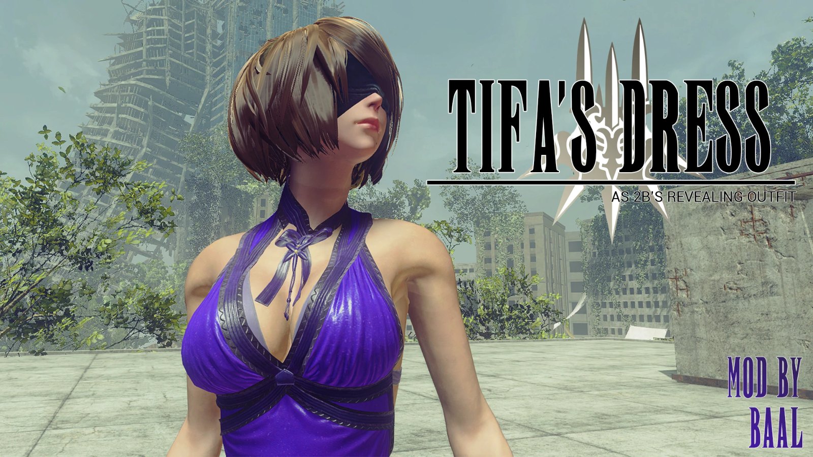Tifa's Purple Dress as 2B's Revealing Outfit